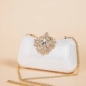 DIVINE Luxury Rhinestone Boxy Evening Bag for Women – Elegant Glitter Clutch for Party, Wedding & Banquet